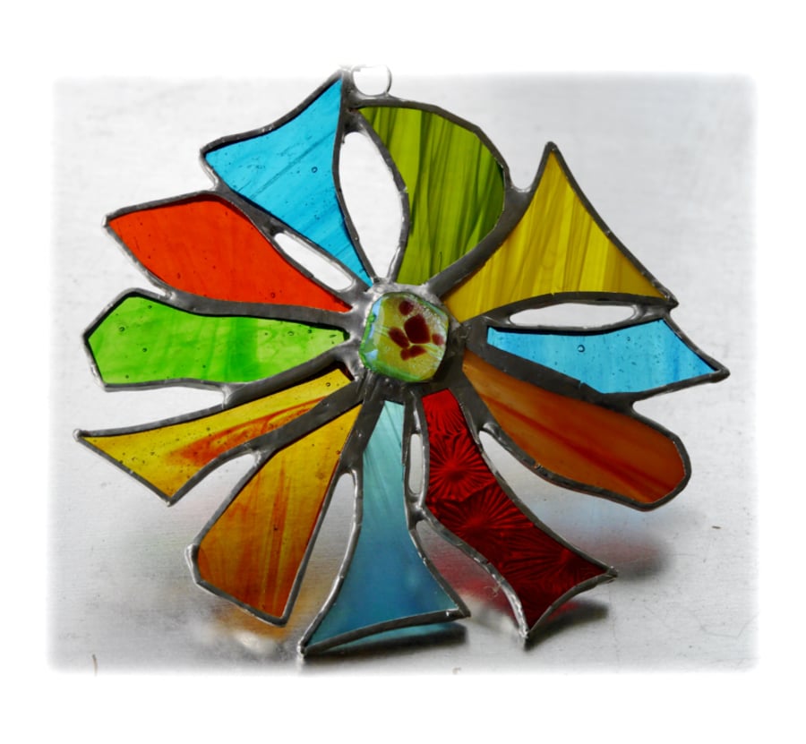 Tropical Flower Suncatcher Stained Glass Dichroic 003
