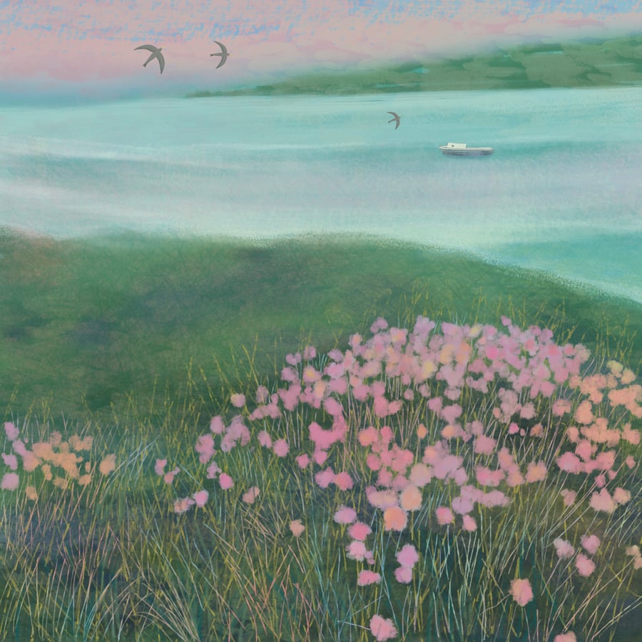 Across the Water. blank greetings card