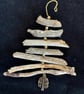Driftwood Christmas Tree Decoration with Leaf Charm and Gold Beads.
