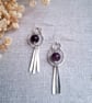 Fringe Earrings, Purple Amethyst Gemstone, Sterling Silver Hammered Jewellery - Image 5