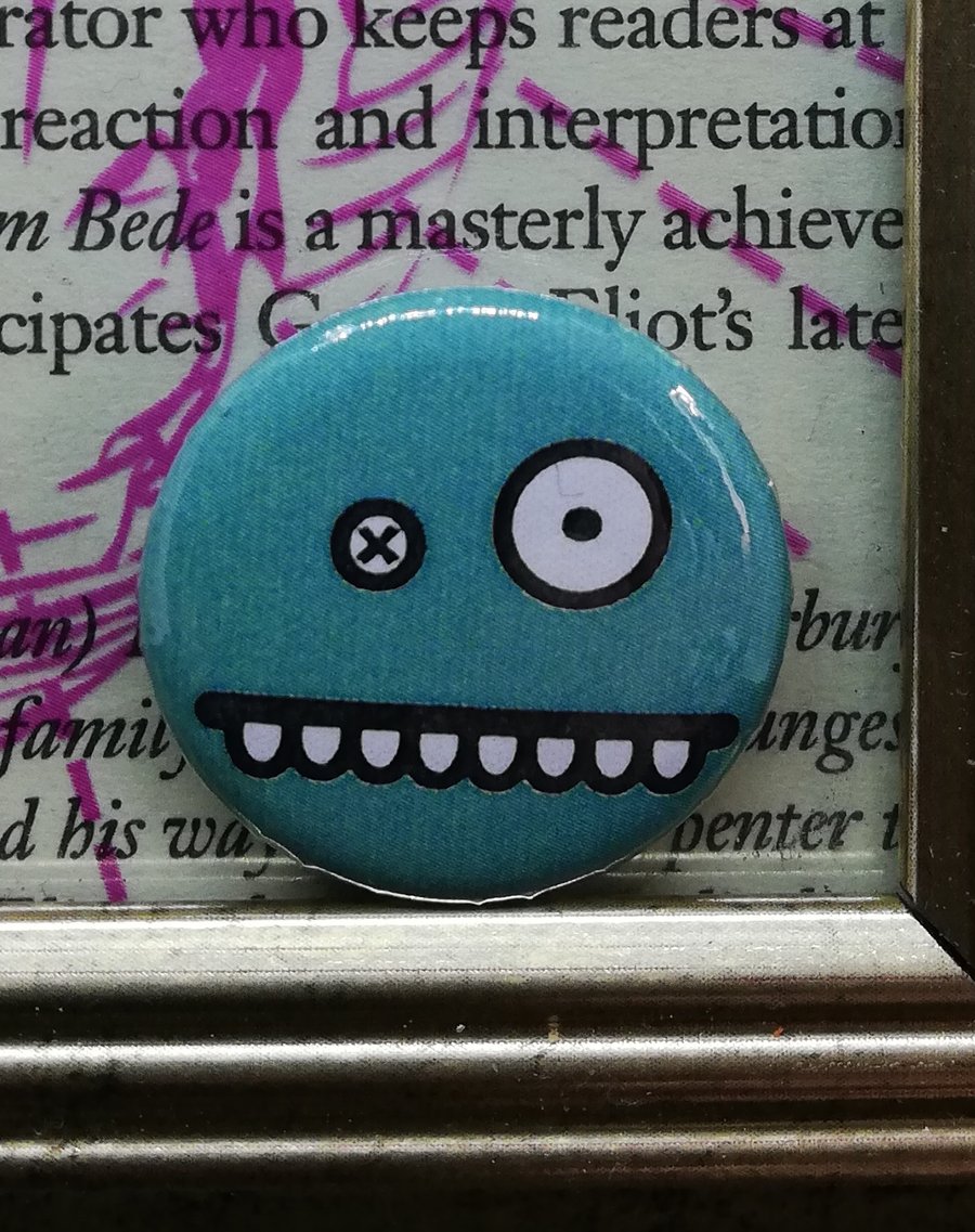 Monster Face - Blue 25mm Button Badge - Free Postage!
