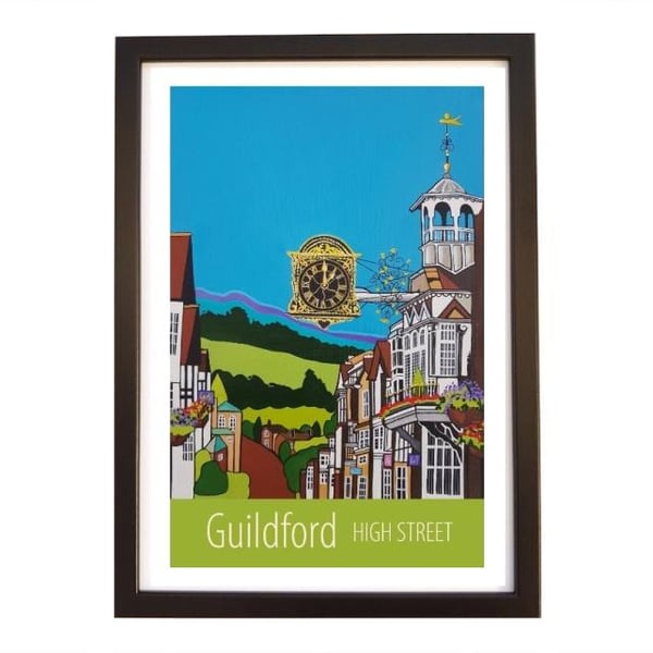 Guildford High Street travel poster print by Susie West