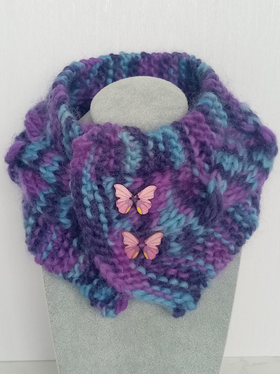 Cable Knit Neck Warmer for Kids 100% Pure Wool 