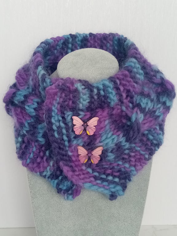 Cable Knit Neck Warmer for Kids 100% Pure Wool 