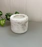 Brown and White Marbled Tealight Holder – Handmade Ribbed Ceramic Candle Votive - Image 4