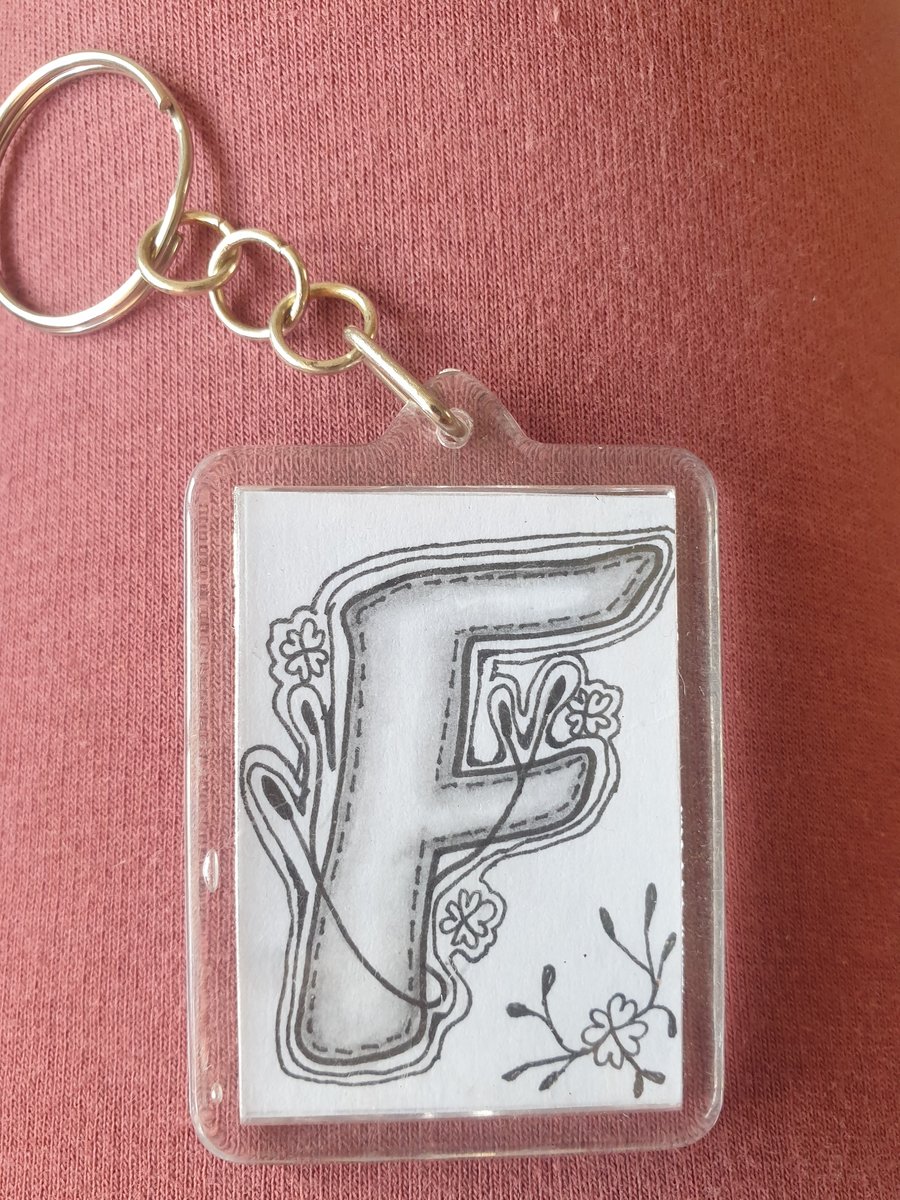 Hand drawn initial "F" keyring.