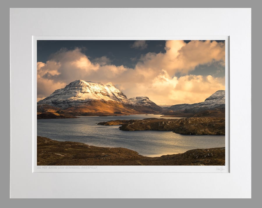 Cul M r & Loch Sionasgaig, Inverpolly, Scotland - A3 (50x40cm) Unframed Print
