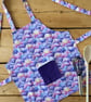 Handmade Children's Apron, Small Apron, Coloured Clouds Design 1-3 yrs-CAPR11