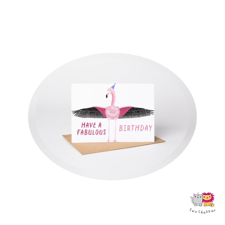 Flamingo Birthday Card, A6 Birthday Card, Cute Animal Birthday Card