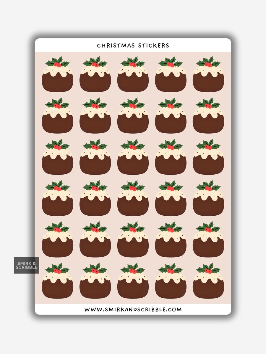 Funny Christmas Sticker Sheet - Xmas Pudding