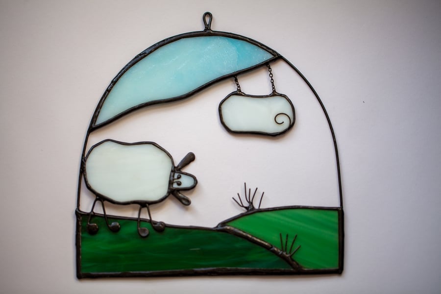 Daisy Stained glass sheep suncatcher