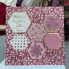 Pretty pink hexagonal quilt effect with love card