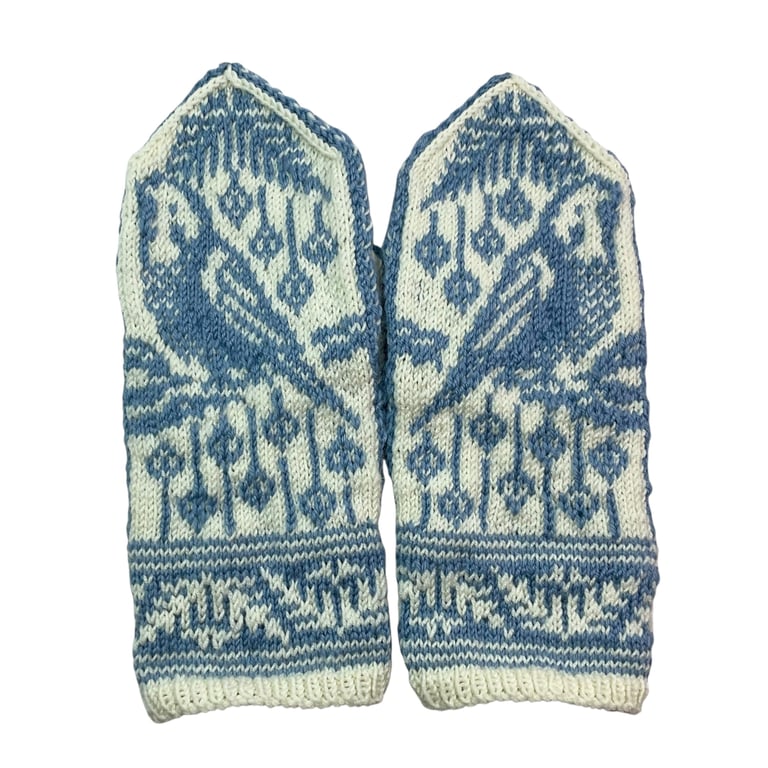 Budgie wool mittens, bird lover mittens, budgerigar hand knitted mittens,