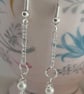 Three Pearl Sterling Silver Chain Drop Earrings  - Image 4