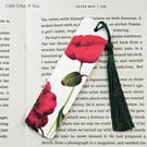 Poppy decoupage wooden bookmark.  Poppy bookmark. Wood bookmark.
