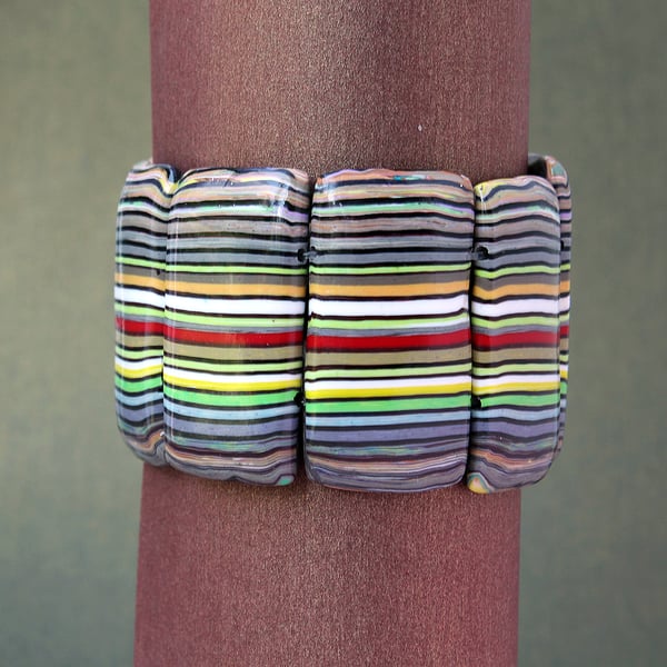 Modern Craft Post Industrial Style Designer Bracelet - Lovely Stripes!.