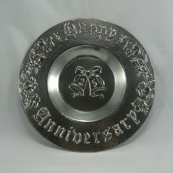  25th Wedding anniversary plate (pewter)