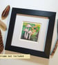 Rosy bonnet mushroom miniature, tiny original art - Image 6