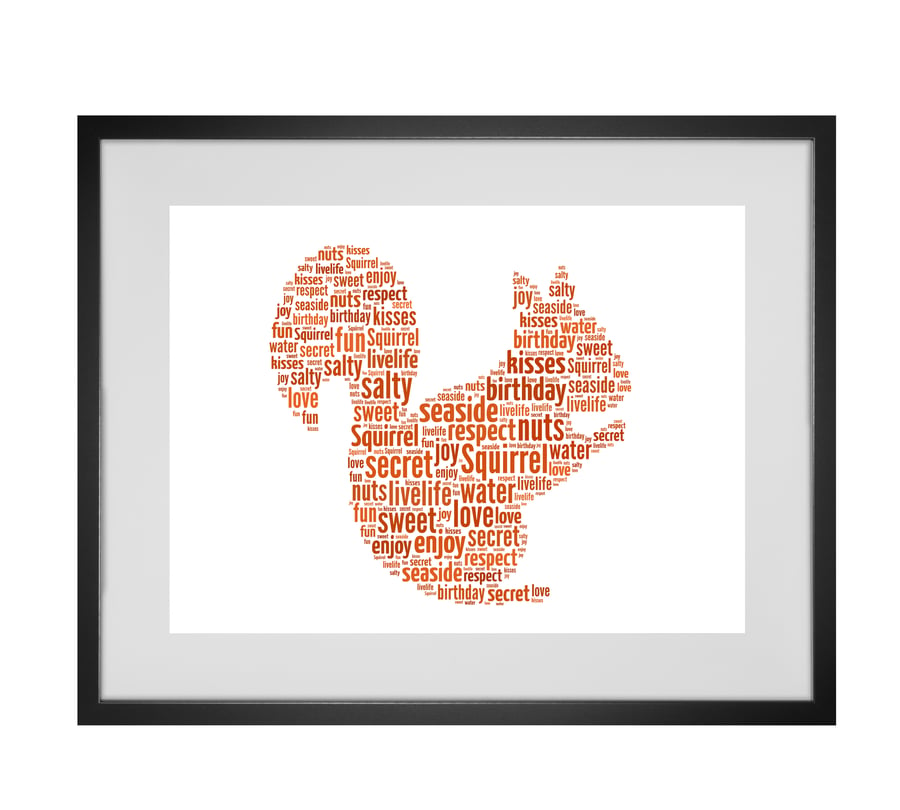 Personalised Squirrel Design Word Art Gifts 