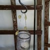 Hand Forged Lantern Hanger Garden Stake Decoration Rustic Rusty Decor 58cm 