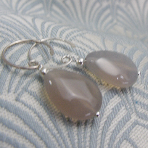 Grey Earrings, Grey Drop Earrings, Semi-Precious Stone Earrings DD20