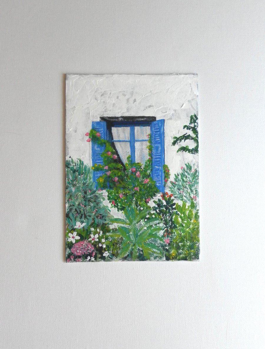 Original Painting in Acrylic, Mediterranean Window