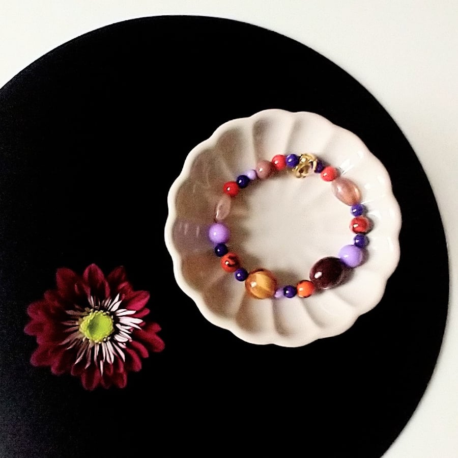 70s Style orange and purple bracelet 