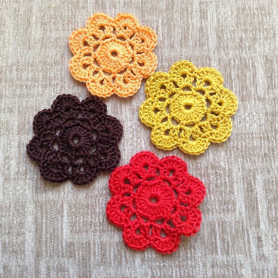 Crochet coasters set of 4 in Autumn Colours