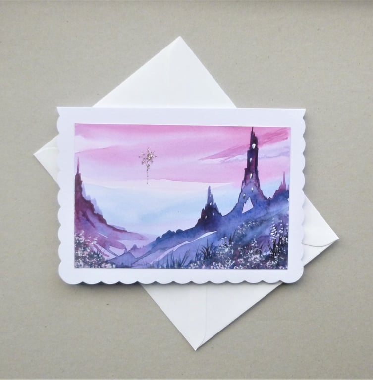 fantasy original art hand painted blank greetings card ( ref F 636.K3 )