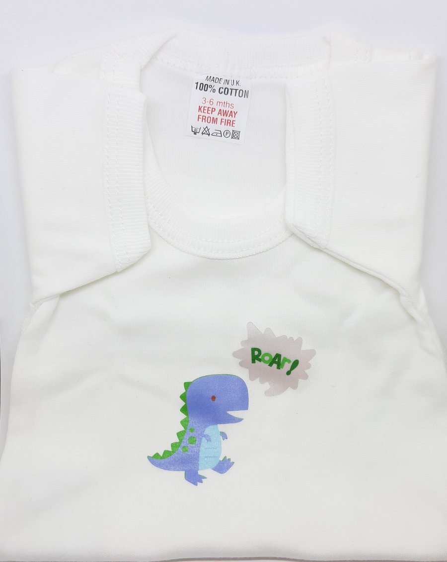 Dinosaur Baby Vest with Matching Gift Bag