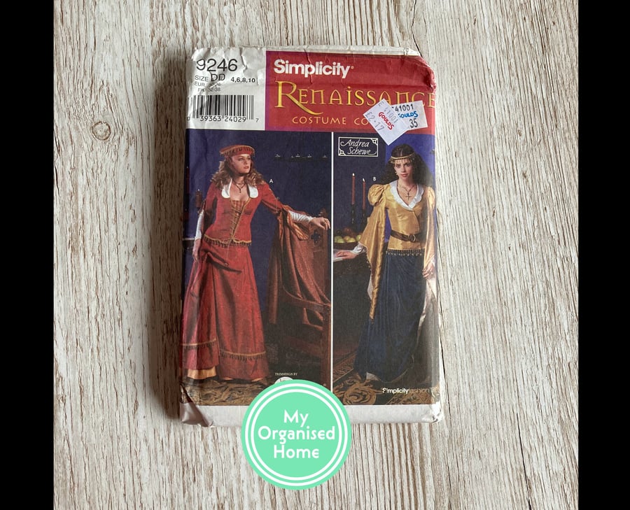 Simplicity 9246 Andrea Schewe Renaissance costume sewing pattern, sizes 4-10 
