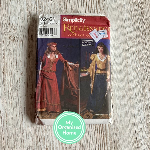 Simplicity 9246 Andrea Schewe Renaissance costume sewing pattern, sizes 4-10 