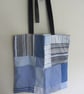 Upcycled blue patchwork tote bag - Image 2