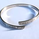 Sterling Silver  Open Bangle, bark pattern
