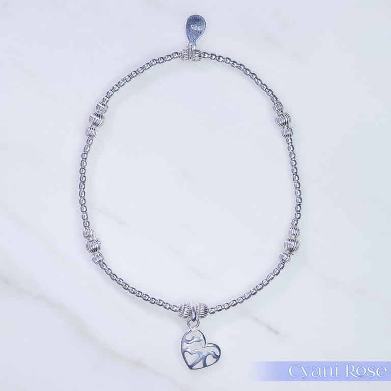 Sterling SIlver Multi Heart charm bracelet romantic love gift