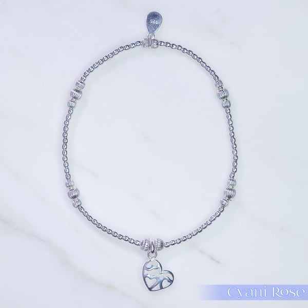 Sterling SIlver Multi Heart charm bracelet romantic love gift