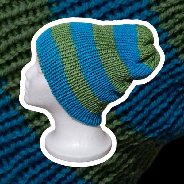 Beanie hat, Striped (handmade)