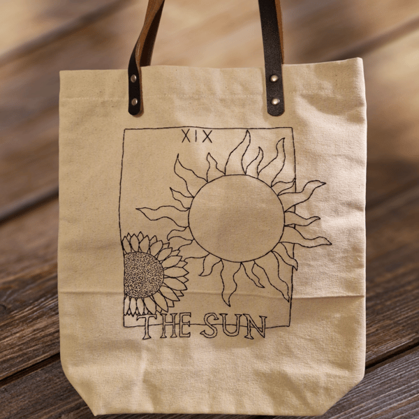 'The Sun' tarot themed tote bag.