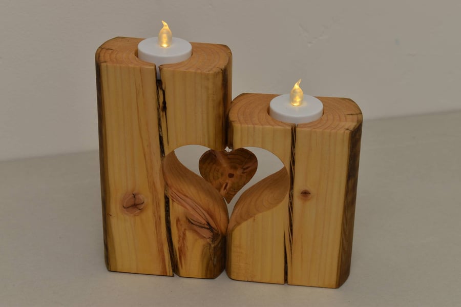 Rustic Candle Holder Crafted From Reclaimed Hops Poles