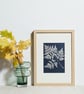 A unique handmade Cyanotype Photogram- Sweet Cicely Leaf, - Image 3