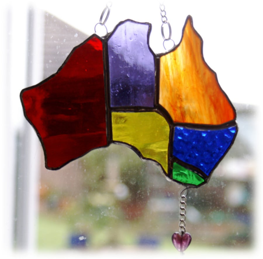 Australia Suncatcher Stained Glass Rainbow Map Oz
