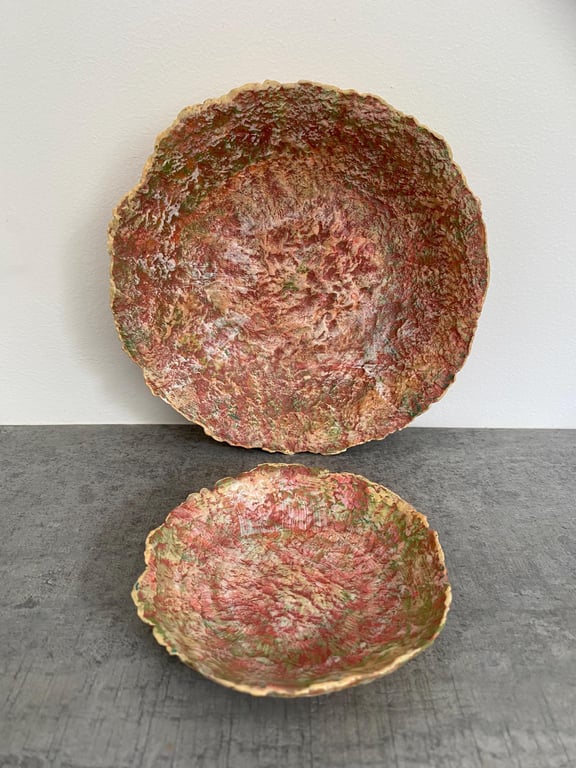 Handmade Paper Mache Bowl Set: Decorative Trinket Dish, Eco-Friendly