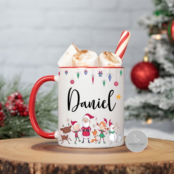Personalised Christmas mug, Christmas santa and elf movie mug, Christmas Eve box