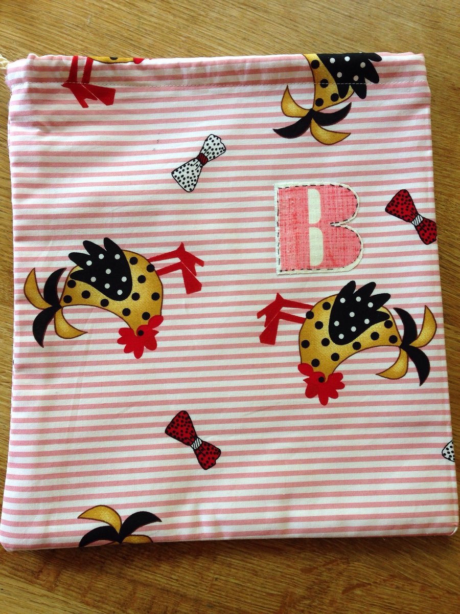Child's chicken wash bag with personalised initial -letter B