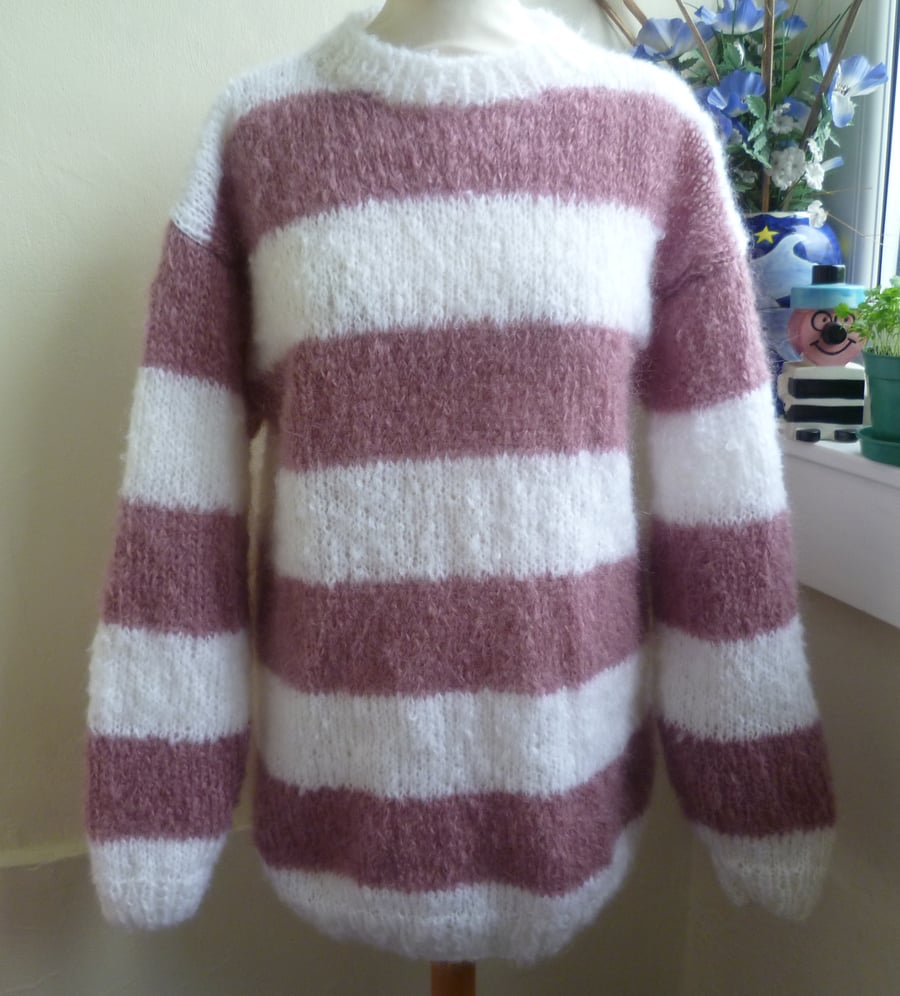 Hand knitted striped Mohair sweater
