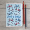 Boys Personalised Bicycle Birthday Card.