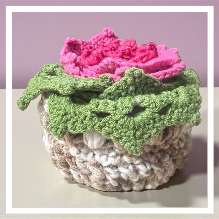 Handmade Crochet Flower Coasters Set of 6 with Basket