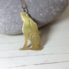 CUSTOM ORDER ONLY. Brass Moongazing Hare Pendant Necklace. 