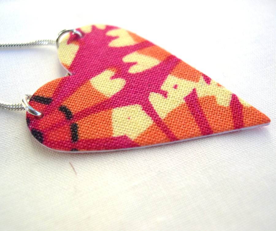Hardened Hot Pink Abstract Print Necklace