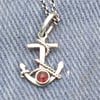 Silver Anchor Thames garnet pendant